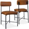 imageBest Choice Products Faux Leather Dining Chair Set of 2 Standard Height Metal Frame Padded Cushions for Kitchen and Dining  Camel BrownCamel Brown