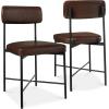 imageBest Choice Products Faux Leather Dining Chair Set of 2 Standard Height Metal Frame Padded Cushions for Kitchen and Dining  Camel BrownMocha Brown