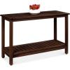 imageBest Choice Products 48in 2Shelf Eucalyptus Wooden Console Table Indoor Outdoor Multifunctional Buffet Bar Storage Organizer wFoot Sliders  NaturalEspresso