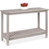 imageBest Choice Products 48in 2Shelf Eucalyptus Wooden Console Table Indoor Outdoor Multifunctional Buffet Bar Storage Organizer wFoot Sliders  NaturalGrey