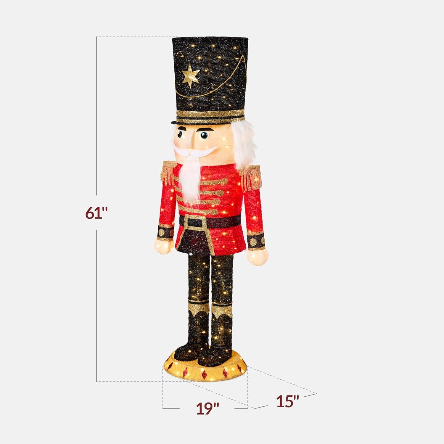 imageBest Choice Products Christmas Nutcracker Bear 5ft Pop Up Lighted Large Holiday 3D Yard Decoration w 150 Twinkling LED Lights for Outdoor Indoor  Red5ft Nutcracker