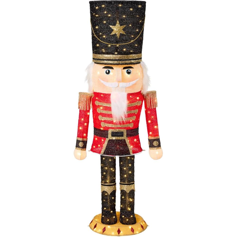 imageBest Choice Products Christmas Nutcracker Bear 5ft Pop Up Lighted Large Holiday 3D Yard Decoration w 150 Twinkling LED Lights for Outdoor Indoor  Red5ft Nutcracker