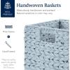 imageBest Choice Products 105x105in Pack of 5 Cube Storage Baskets Water Hyacinth Multipurpose Collapsible Organizers Handwoven Laundry Totes for Laundry Living Room Kids Room ampamp Nursery  SageBlue