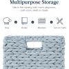 imageBest Choice Products 105x105in Pack of 5 Cube Storage Baskets Water Hyacinth Multipurpose Collapsible Organizers Handwoven Laundry Totes for Laundry Living Room Kids Room ampamp Nursery  SageBlue