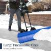 imageBest Choice Products 24in HeavyDuty Snow Pusher Hand Plow for Snow Removal Ergonomic Handle Easy Storage  BlackBlue