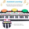 imageBest Choice Products 37Key Kids Electronic Musical Instrument Piano Learning Toy Keyboard w Multiple Sounds Lights Microphone Stool  Light PinkBlack