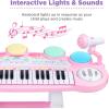 imageBest Choice Products 37Key Kids Electronic Musical Instrument Piano Learning Toy Keyboard w Multiple Sounds Lights Microphone Stool  Light PinkLight Pink