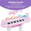 imageBest Choice Products 37Key Kids Electronic Musical Instrument Piano Learning Toy Keyboard w Multiple Sounds Lights Microphone Stool  Light PinkLight Pink