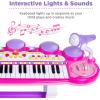 imageBest Choice Products 37Key Kids Electronic Musical Instrument Piano Learning Toy Keyboard w Multiple Sounds Lights Microphone Stool  Light PinkPink