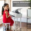imageBest Choice Products Kids Classic Wooden 30Key Mini Grand Piano Musical Instrument Toy w Piano Lid Bench Foldable Music Rack Song Book Note Stickers Enamel Finish  BlackRed