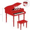 imageBest Choice Products Kids Classic Wooden 30Key Mini Grand Piano Musical Instrument Toy w Piano Lid Bench Foldable Music Rack Song Book Note Stickers Enamel Finish  BlackRed