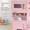 imageBest Choice Products Pretend Play Kitchen for Kids Interactive Wooden Toddler Playset with Espresso Machine Toy Storage 17 Accessories  WhitePink