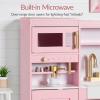 imageBest Choice Products Pretend Play Kitchen for Kids Interactive Wooden Toddler Playset with Espresso Machine Toy Storage 17 Accessories  WhitePink