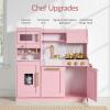 imageBest Choice Products Pretend Play Kitchen for Kids Interactive Wooden Toddler Playset with Espresso Machine Toy Storage 17 Accessories  WhitePink