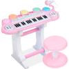 imageBest Choice Products 37Key Kids Electronic Musical Instrument Piano Learning Toy Keyboard w Multiple Sounds Lights Microphone Stool  Light PinkLight Pink