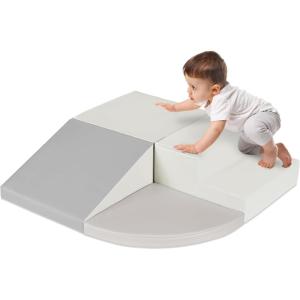 imageBest Choice Products 4Piece Kids Climb ampamp Crawl Soft Foam Block Activity Play Structures for Child Development Color Coordination Motor Skills  Earth ToneNeutral