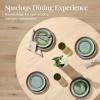 imageBest Choice Products 47In Round Solid Wood Dining Table Modern Farmhouse Dinner Table for 4 Space Saving Dinette for Home Apartment Dining Room Or Kitchen Easy Assembly  WalnutNatural