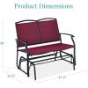 imageBest Choice Products 2Person Outdoor Patio Swing Glider Steel Bench Loveseat Rocker for Deck Porch wTextilene Fabric Steel Frame  BrownBurgundyBlack
