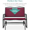imageBest Choice Products 2Person Outdoor Patio Swing Glider Steel Bench Loveseat Rocker for Deck Porch wTextilene Fabric Steel Frame  BrownBurgundyBlack