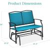 imageBest Choice Products 2Person Outdoor Patio Swing Glider Steel Bench Loveseat Rocker for Deck Porch wTextilene Fabric Steel Frame  BrownPeacock BlueBlack