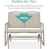 imageBest Choice Products 2Person Outdoor Patio Swing Glider Steel Bench Loveseat Rocker for Deck Porch wTextilene Fabric Steel Frame  BrownTaupe