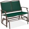 imageBest Choice Products 2Person Outdoor Patio Swing Glider Steel Bench Loveseat Rocker for Deck Porch wTextilene Fabric Steel Frame  BrownForest GreenBrown