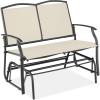 imageBest Choice Products 2Person Outdoor Patio Swing Glider Steel Bench Loveseat Rocker for Deck Porch wTextilene Fabric Steel Frame  BrownIvoryGray