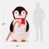 imageBest Choice Products 5ft Lighted PopUp Penguin Large Yard Outdoor Christmas Holiday Decoration w 200 LED Lights Candy Cane Scarf  Red and White