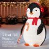 imageBest Choice Products 5ft Lighted PopUp Penguin Large Yard Outdoor Christmas Holiday Decoration w 200 LED Lights Candy Cane Scarf  Red and White
