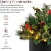 imageBest Choice Products Large PreLit Christmas Urn Filler Outdoor ampamp Indoor use with Pinecones and Red Berries White ampamp Multi LED Lights 26 Diameter