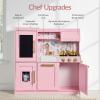 imageBest Choice Products Pretend Play Kitchen for Kids Interactive Wooden Toddler Playset Framed Chalkboard Toy Storage 11 Accessories  PinkPink