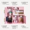 imageBest Choice Products Pretend Play Kitchen for Kids Interactive Wooden Toddler Playset Framed Chalkboard Toy Storage 11 Accessories  PinkPink