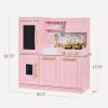 imageBest Choice Products Pretend Play Kitchen for Kids Interactive Wooden Toddler Playset Framed Chalkboard Toy Storage 11 Accessories  PinkPink