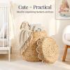 imageBest Choice Products Scalloped Multipurpose Hyacinth Storage Basket Plant Dcor Handwoven Organizer Tote for Bedroom Living Room Nursey wLid  Natural with White TrimScallop  NaturalWhite