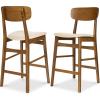 imageBest Choice Products Bar Stool Set of 2 Modern Farmhouse Counter Height Stools wUpholstered Cushioned Seat Wooden Curved Backrest  WalnutCream
