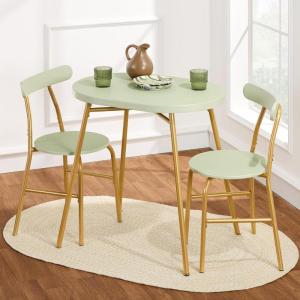 imageBest Choice Products 3Piece Oval Dining Table Set Modern Small Kitchen Dinette w 2 Chairs Metal Frame Curved Backrests  Sage GreenGoldSage Green  Gold