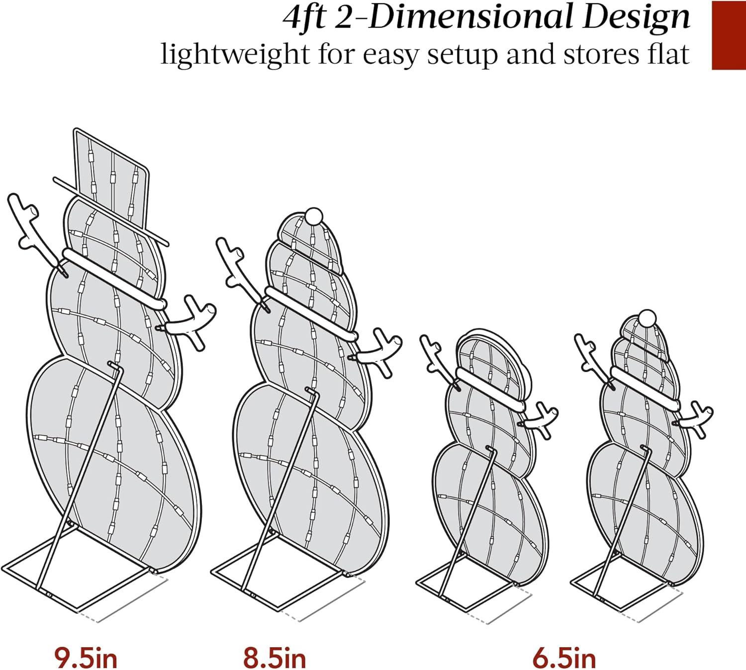 imageBest Choice Products 4ft 4Piece 2D Lighted Christmas Snowman Family Set Large Outdoor Yard Decor Holiday Decoration w 160 Twinkling LED Lights4Piece