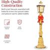 imageBest Choice Products Large Outdoor Christmas Lamppost Decoration 6ft Tall with Lighted Bow 100 LED Lights Holiday Porch Lamp Post Decor Gold
