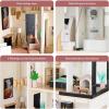 imageBest Choice Products Pretend Play Wooden Doll House with 40 Interactive Accessories 3Story Modern Toy Dollhouse Playset with 6 Rooms for Kids