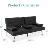 imageBest Choice Products Faux Leather Upholstered Modern Convertible Futon Adjustable Folding Sofa Bed Guest Bed wRemovable Armrests  WhiteBlack