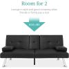 imageBest Choice Products Faux Leather Upholstered Modern Convertible Futon Adjustable Folding Sofa Bed Guest Bed wRemovable Armrests  WhiteBlack