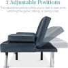 imageBest Choice Products Faux Leather Upholstered Modern Convertible Futon Adjustable Folding Sofa Bed Guest Bed wRemovable Armrests  WhiteBlue