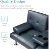 imageBest Choice Products Faux Leather Upholstered Modern Convertible Futon Adjustable Folding Sofa Bed Guest Bed wRemovable Armrests  WhiteBlue