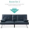 imageBest Choice Products Faux Leather Upholstered Modern Convertible Futon Adjustable Folding Sofa Bed Guest Bed wRemovable Armrests  WhiteBlue