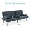 imageBest Choice Products Faux Leather Upholstered Modern Convertible Futon Adjustable Folding Sofa Bed Guest Bed wRemovable Armrests  WhiteBlue