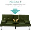 imageBest Choice Products Faux Leather Upholstered Modern Convertible Futon Adjustable Folding Sofa Bed Guest Bed wRemovable Armrests  WhiteDark Green