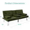 imageBest Choice Products Faux Leather Upholstered Modern Convertible Futon Adjustable Folding Sofa Bed Guest Bed wRemovable Armrests  WhiteDark Green