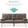 imageBest Choice Products Faux Leather Upholstered Modern Convertible Futon Adjustable Folding Sofa Bed Guest Bed wRemovable Armrests  WhiteGrey