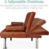 imageBest Choice Products Faux Leather Upholstered Modern Convertible Futon Adjustable Folding Sofa Bed Guest Bed wRemovable Armrests  WhiteMedium Brown