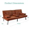 imageBest Choice Products Faux Leather Upholstered Modern Convertible Futon Adjustable Folding Sofa Bed Guest Bed wRemovable Armrests  WhiteMedium Brown